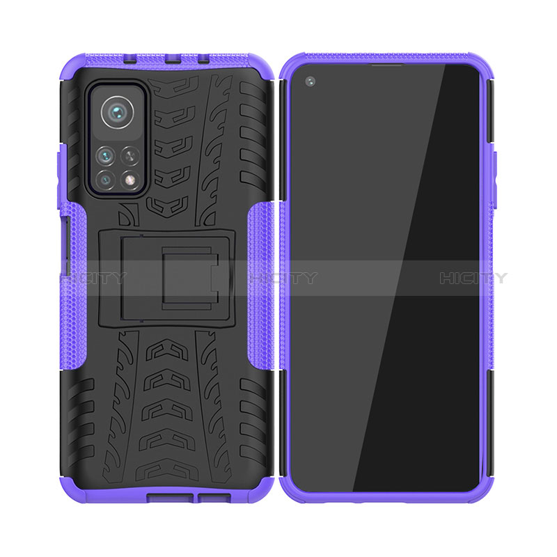 Funda Bumper Silicona y Plastico Mate Carcasa con Soporte JX2 para Xiaomi Mi 10T Pro 5G