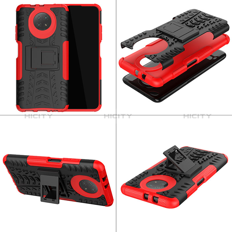 Funda Bumper Silicona y Plastico Mate Carcasa con Soporte JX2 para Xiaomi Redmi Note 9T 5G