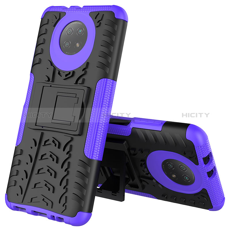 Funda Bumper Silicona y Plastico Mate Carcasa con Soporte JX2 para Xiaomi Redmi Note 9T 5G