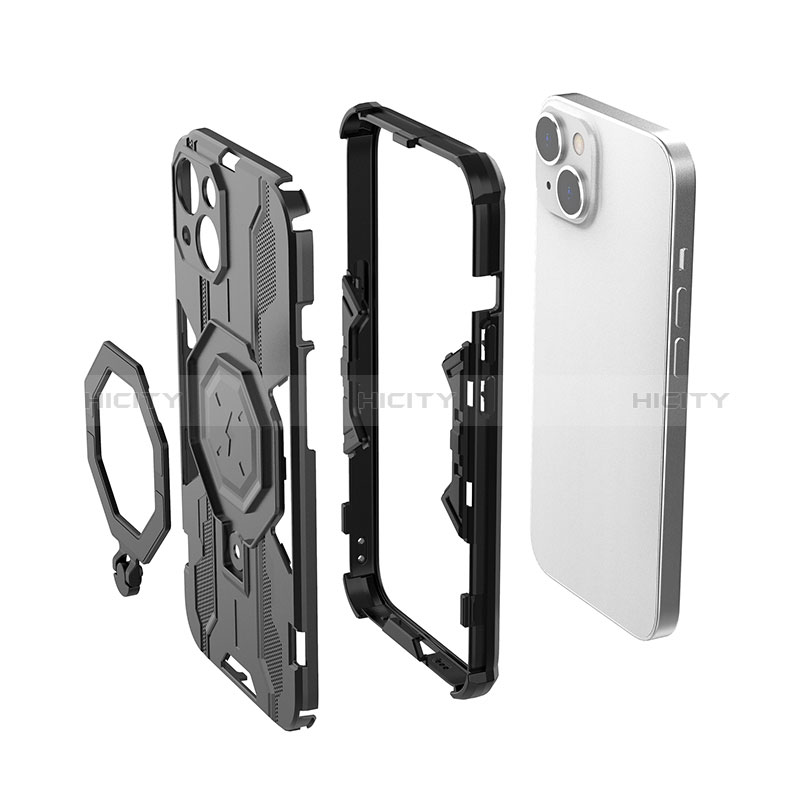 Funda Bumper Silicona y Plastico Mate Carcasa con Soporte K02C para Apple iPhone 14