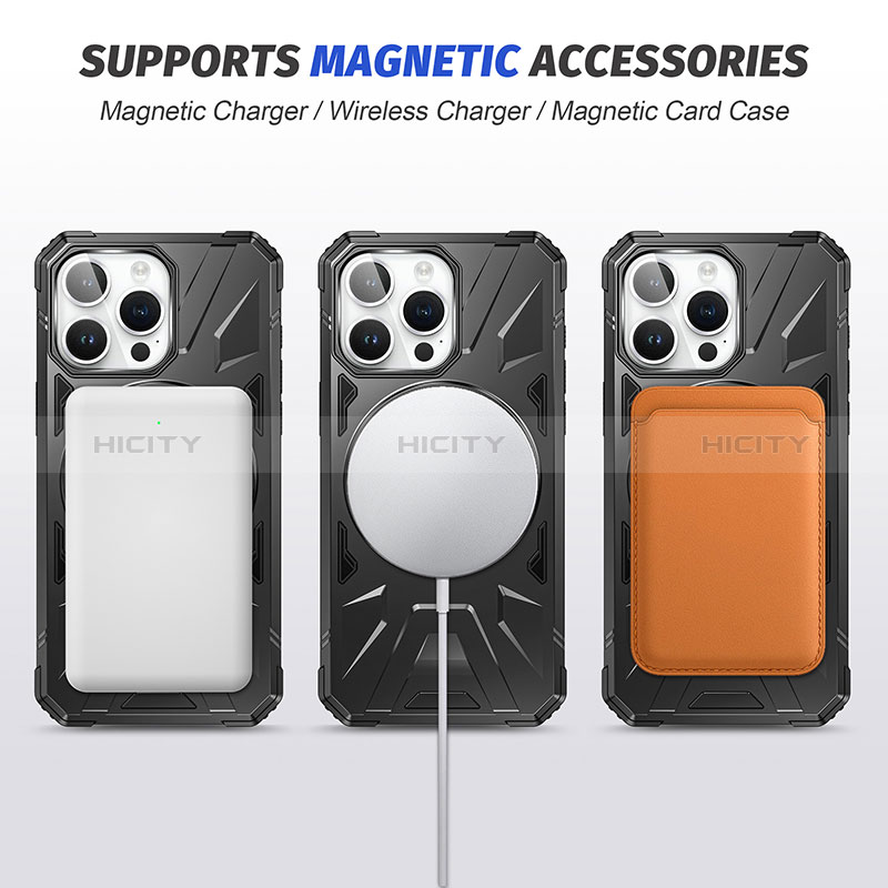 Funda Bumper Silicona y Plastico Mate Carcasa con Soporte K02C para Apple iPhone 15 Pro Max