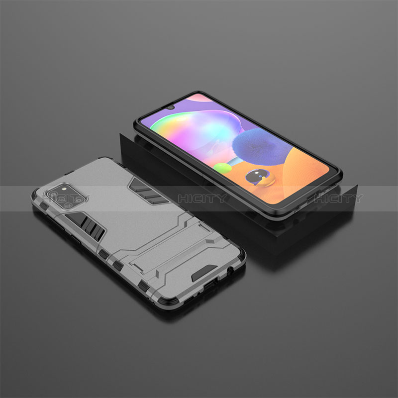 Funda Bumper Silicona y Plastico Mate Carcasa con Soporte KC1 para Samsung Galaxy A31