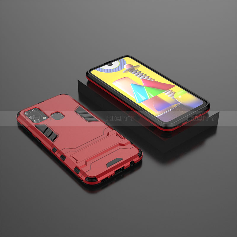 Funda Bumper Silicona y Plastico Mate Carcasa con Soporte KC1 para Samsung Galaxy M21s