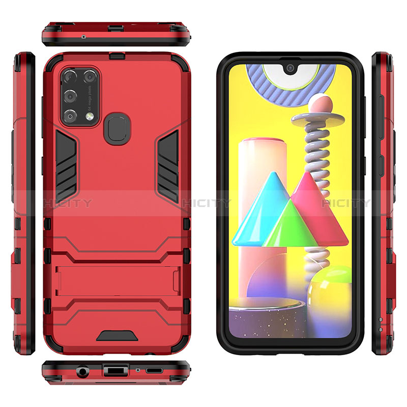 Funda Bumper Silicona y Plastico Mate Carcasa con Soporte KC1 para Samsung Galaxy M21s