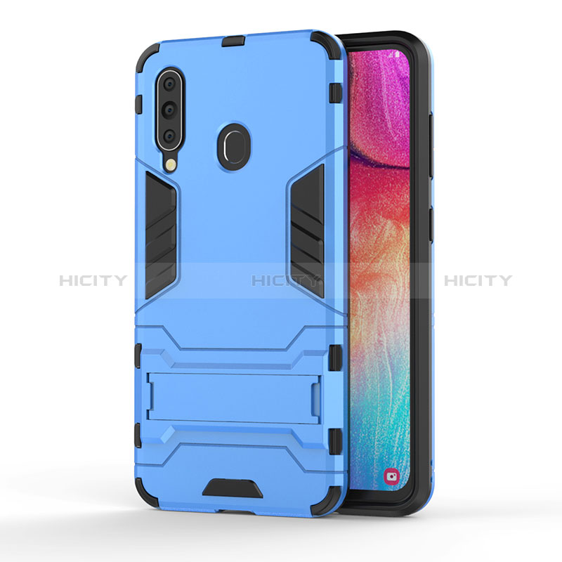 Funda Bumper Silicona y Plastico Mate Carcasa con Soporte KC1 para Samsung Galaxy M40 Azul Cielo