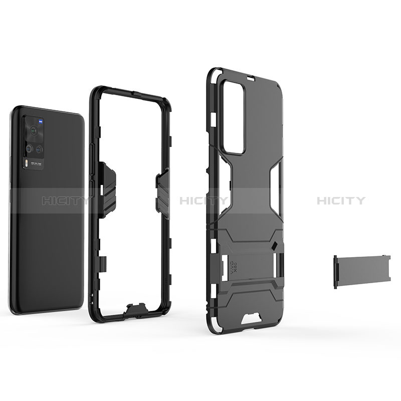 Funda Bumper Silicona y Plastico Mate Carcasa con Soporte KC1 para Vivo X60 Pro 5G