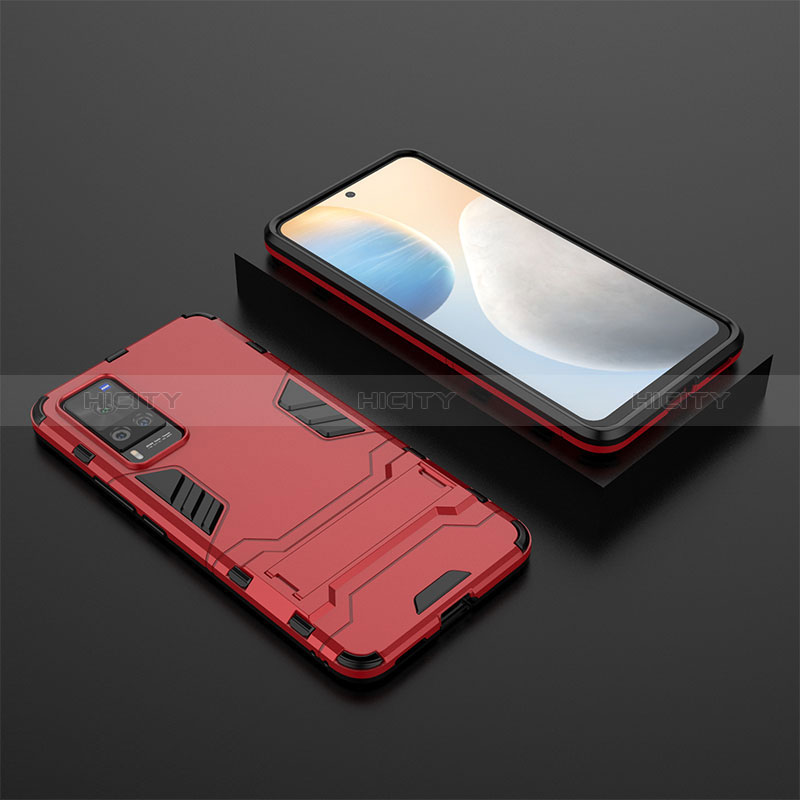 Funda Bumper Silicona y Plastico Mate Carcasa con Soporte KC1 para Vivo X60 Pro 5G