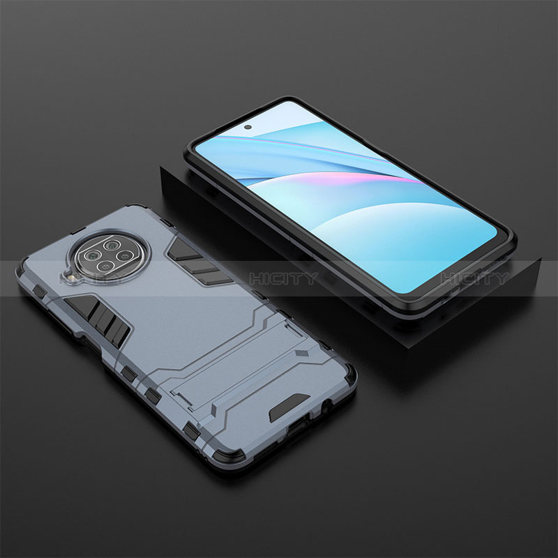 Funda Bumper Silicona y Plastico Mate Carcasa con Soporte KC1 para Xiaomi Mi 10i 5G Azul