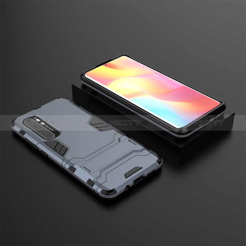 Funda Bumper Silicona y Plastico Mate Carcasa con Soporte KC1 para Xiaomi Mi Note 10 Lite Azul