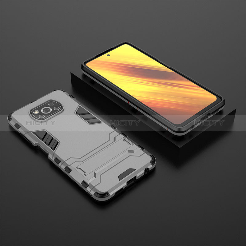 Funda Bumper Silicona y Plastico Mate Carcasa con Soporte KC1 para Xiaomi Poco X3 NFC