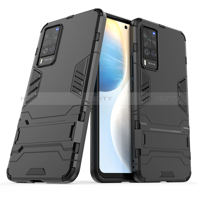 Funda Bumper Silicona y Plastico Mate Carcasa con Soporte KC2 para Vivo X60 Pro 5G