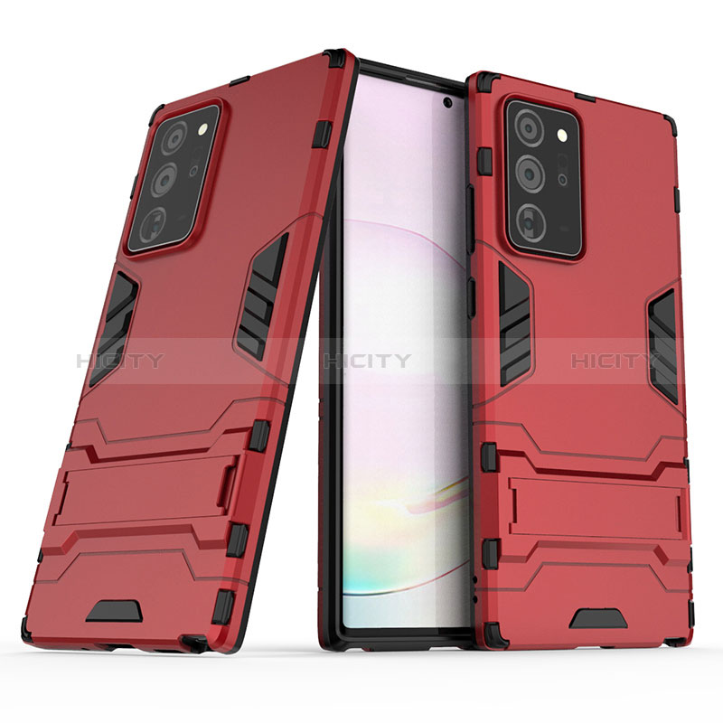 Funda Bumper Silicona y Plastico Mate Carcasa con Soporte KC3 para Samsung Galaxy Note 20 Ultra 5G Rojo