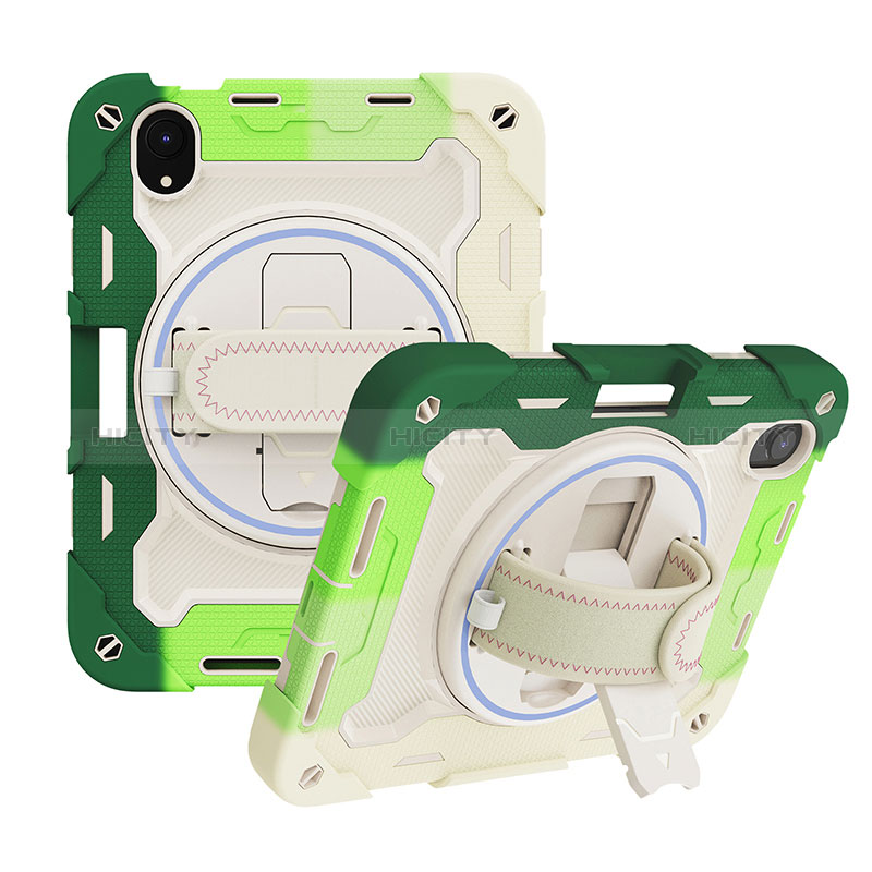 Funda Bumper Silicona y Plastico Mate Carcasa con Soporte L01 para Apple iPad Mini 6 Verde
