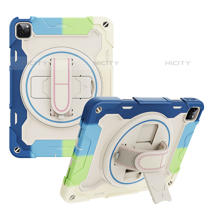 Funda Bumper Silicona y Plastico Mate Carcasa con Soporte L01 para Apple iPad Pro 11 (2020) Azul