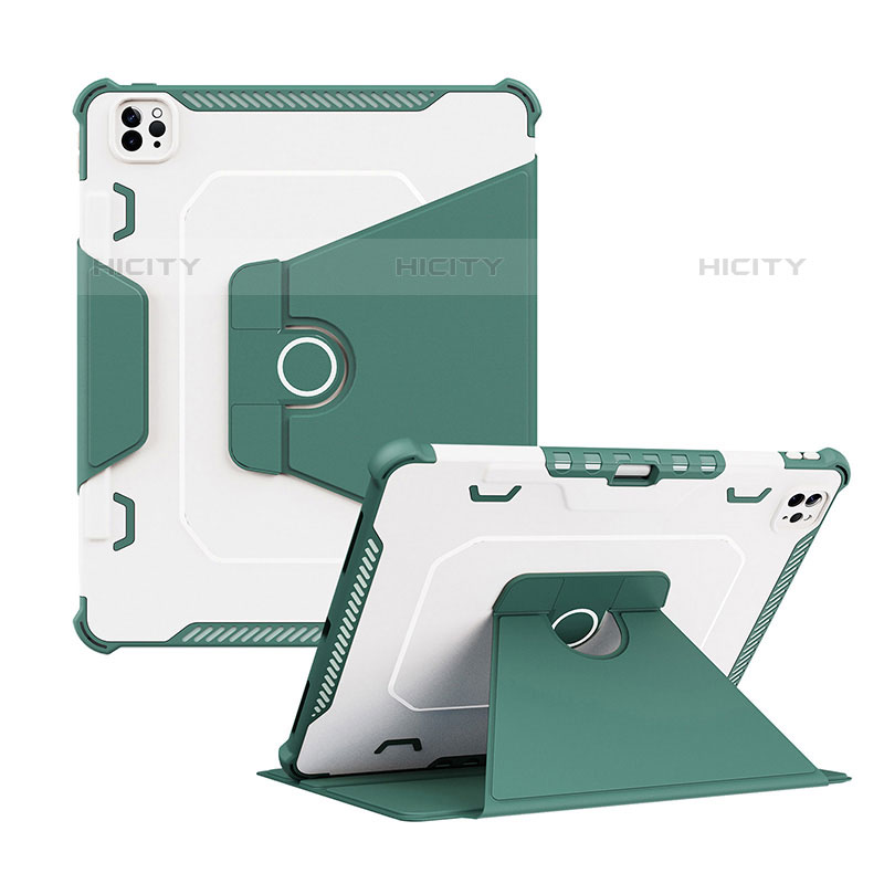 Funda Bumper Silicona y Plastico Mate Carcasa con Soporte L04 para Apple iPad Pro 12.9 (2020) Verde