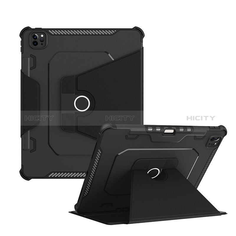 Funda Bumper Silicona y Plastico Mate Carcasa con Soporte L04 para Apple iPad Pro 12.9 (2021) Negro
