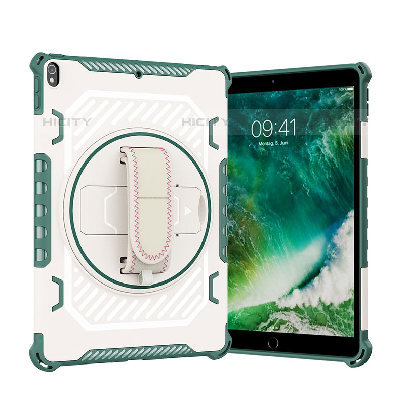 Funda Bumper Silicona y Plastico Mate Carcasa con Soporte L07 para Apple iPad Air 3 Verde