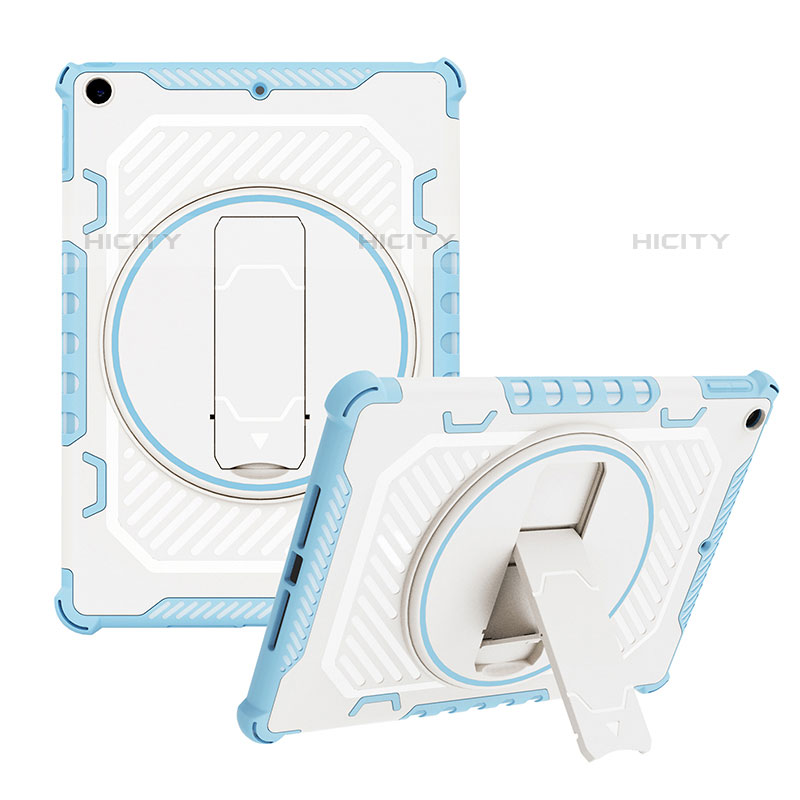 Funda Bumper Silicona y Plastico Mate Carcasa con Soporte L08 para Apple iPad 10.2 (2020) Azul