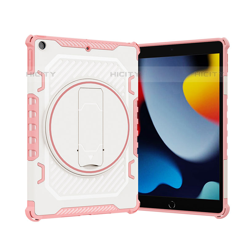 Funda Bumper Silicona y Plastico Mate Carcasa con Soporte L09 para Apple iPad 10.2 (2020)