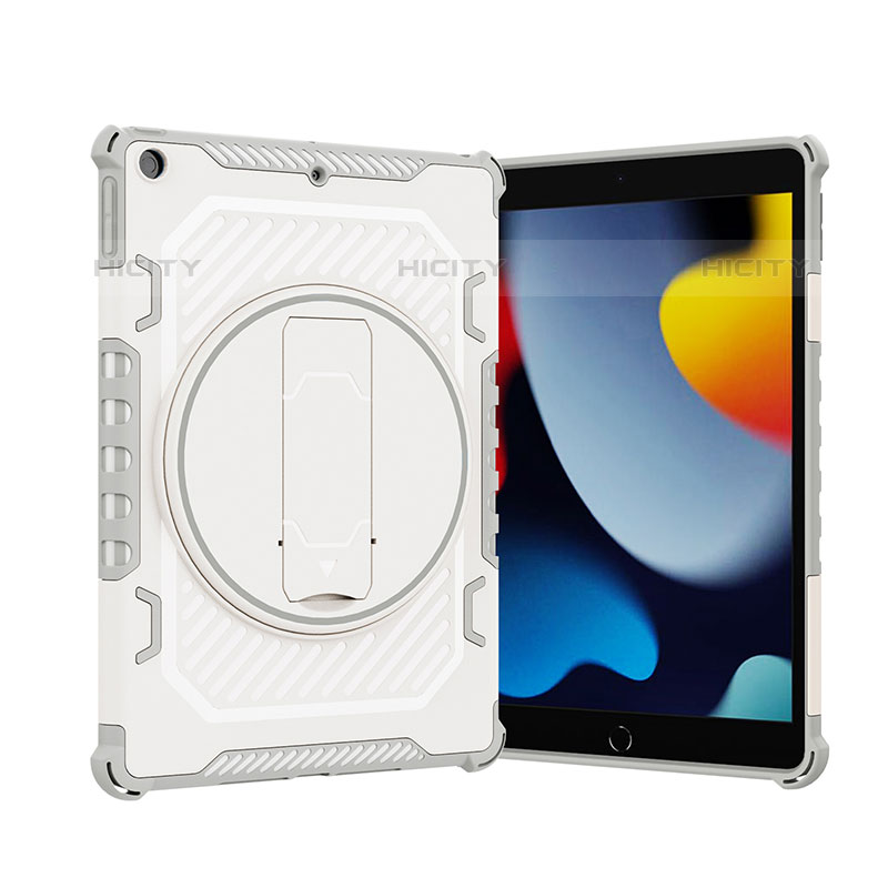 Funda Bumper Silicona y Plastico Mate Carcasa con Soporte L09 para Apple iPad 10.2 (2020)