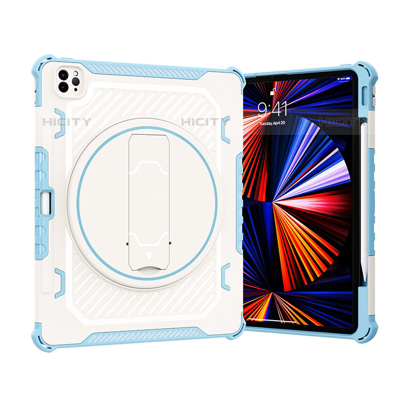 Funda Bumper Silicona y Plastico Mate Carcasa con Soporte L09 para Apple iPad Pro 12.9 (2020)