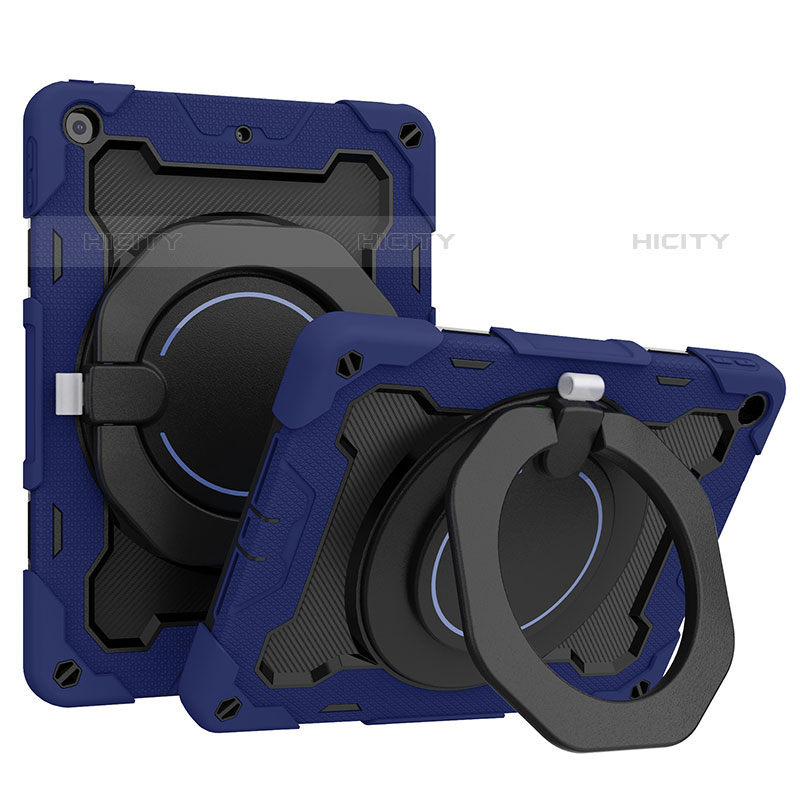 Funda Bumper Silicona y Plastico Mate Carcasa con Soporte L10 para Apple iPad 10.2 (2020) Azul