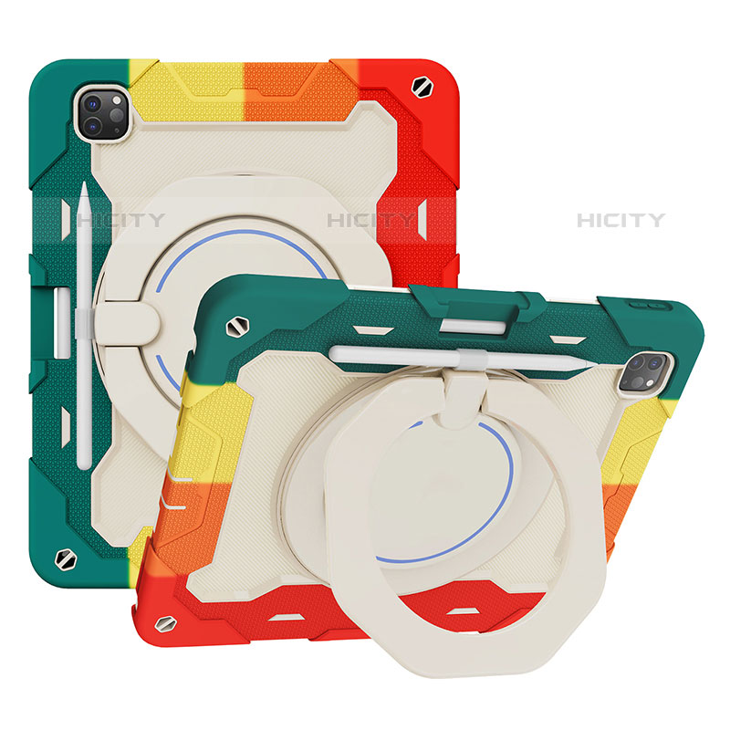 Funda Bumper Silicona y Plastico Mate Carcasa con Soporte L10 para Apple iPad Pro 12.9 (2020)