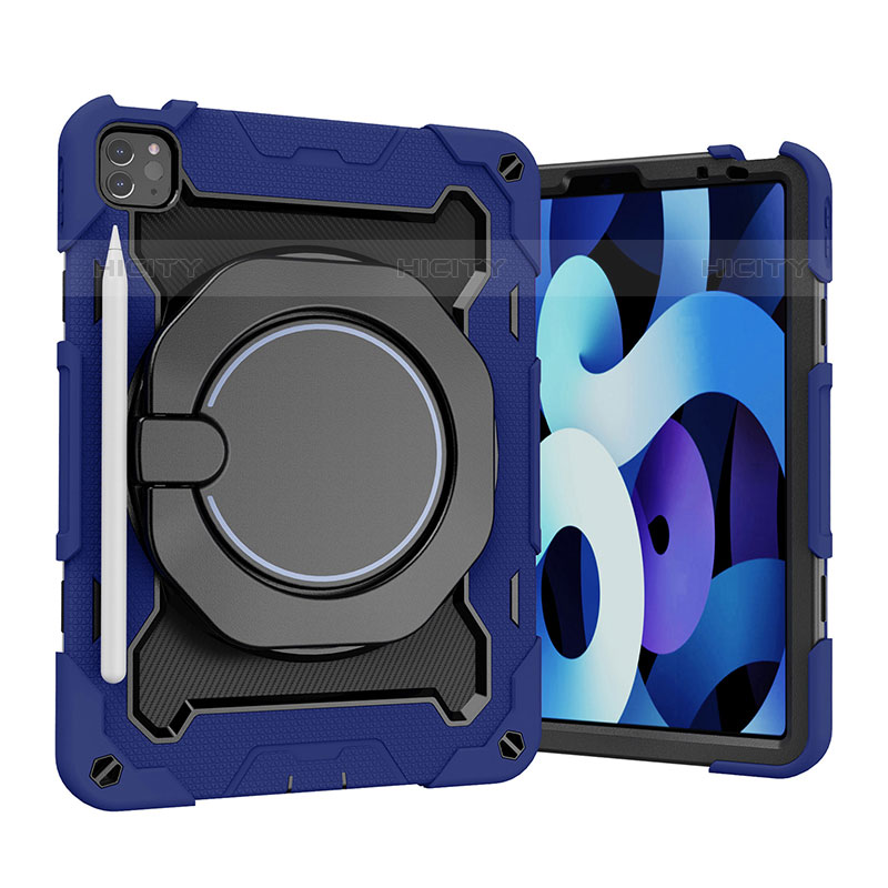 Funda Bumper Silicona y Plastico Mate Carcasa con Soporte L13 para Apple iPad Pro 11 (2020) Azul