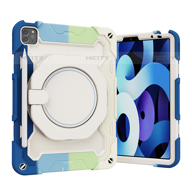 Funda Bumper Silicona y Plastico Mate Carcasa con Soporte L13 para Apple iPad Pro 11 (2020) Azul Cielo