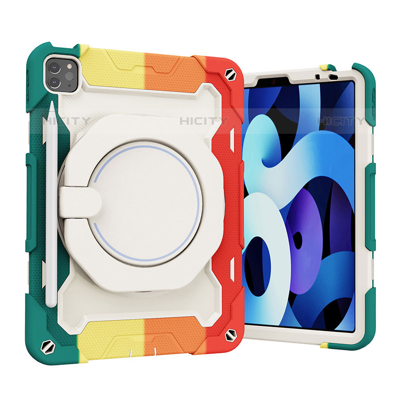 Funda Bumper Silicona y Plastico Mate Carcasa con Soporte L13 para Apple iPad Pro 11 (2020) Rojo