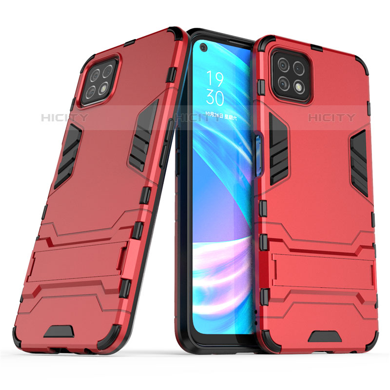 Funda Bumper Silicona y Plastico Mate Carcasa con Soporte M01 para Oppo A53 5G