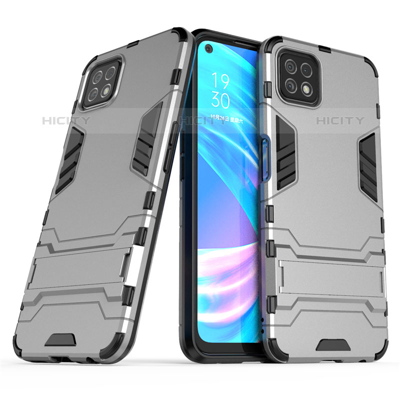 Funda Bumper Silicona y Plastico Mate Carcasa con Soporte M01 para Oppo A53 5G