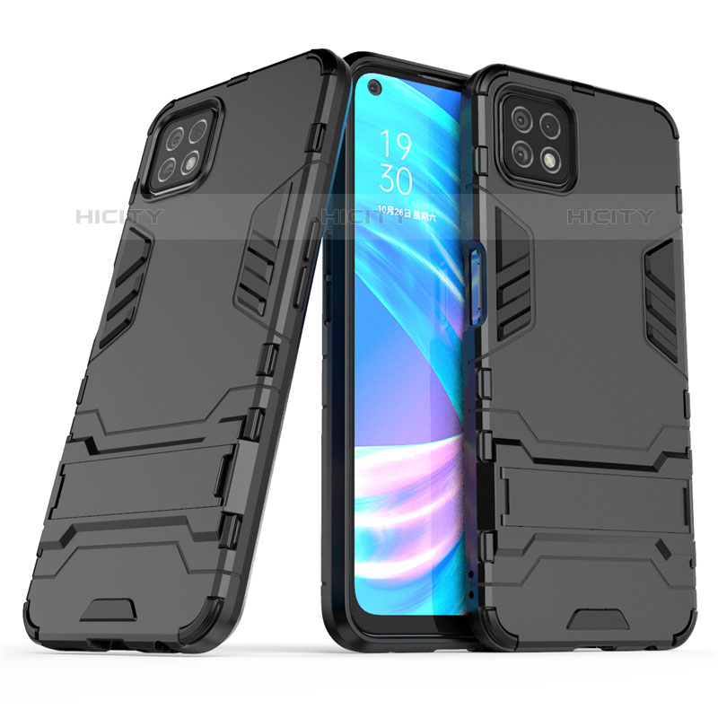 Funda Bumper Silicona y Plastico Mate Carcasa con Soporte M01 para Oppo A53 5G