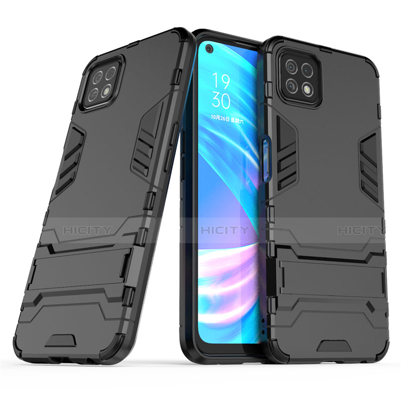 Funda Bumper Silicona y Plastico Mate Carcasa con Soporte M01 para Oppo A73 5G