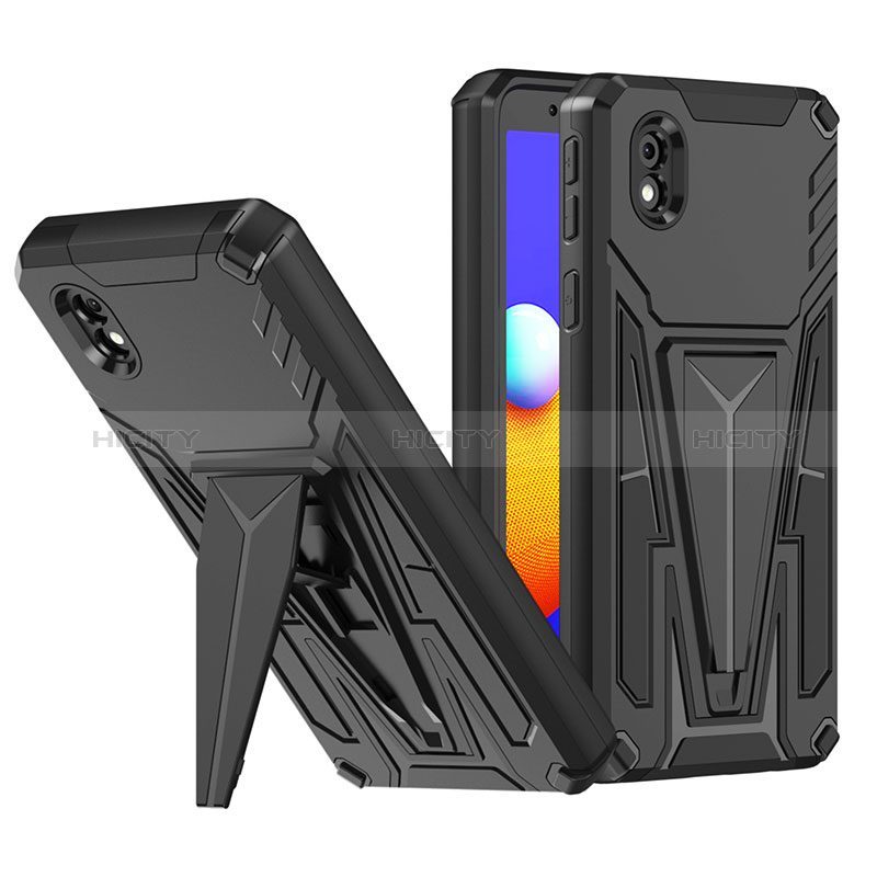 Funda Bumper Silicona y Plastico Mate Carcasa con Soporte MQ1 para Samsung Galaxy A01 Core