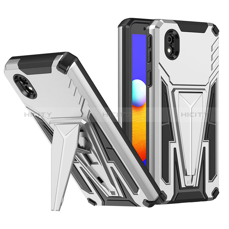 Funda Bumper Silicona y Plastico Mate Carcasa con Soporte MQ1 para Samsung Galaxy A01 Core