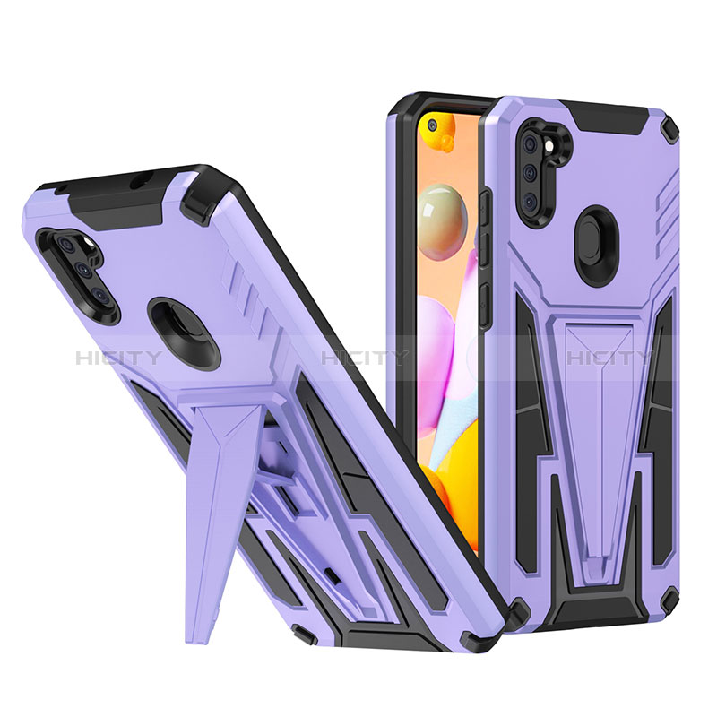 Funda Bumper Silicona y Plastico Mate Carcasa con Soporte MQ1 para Samsung Galaxy A11