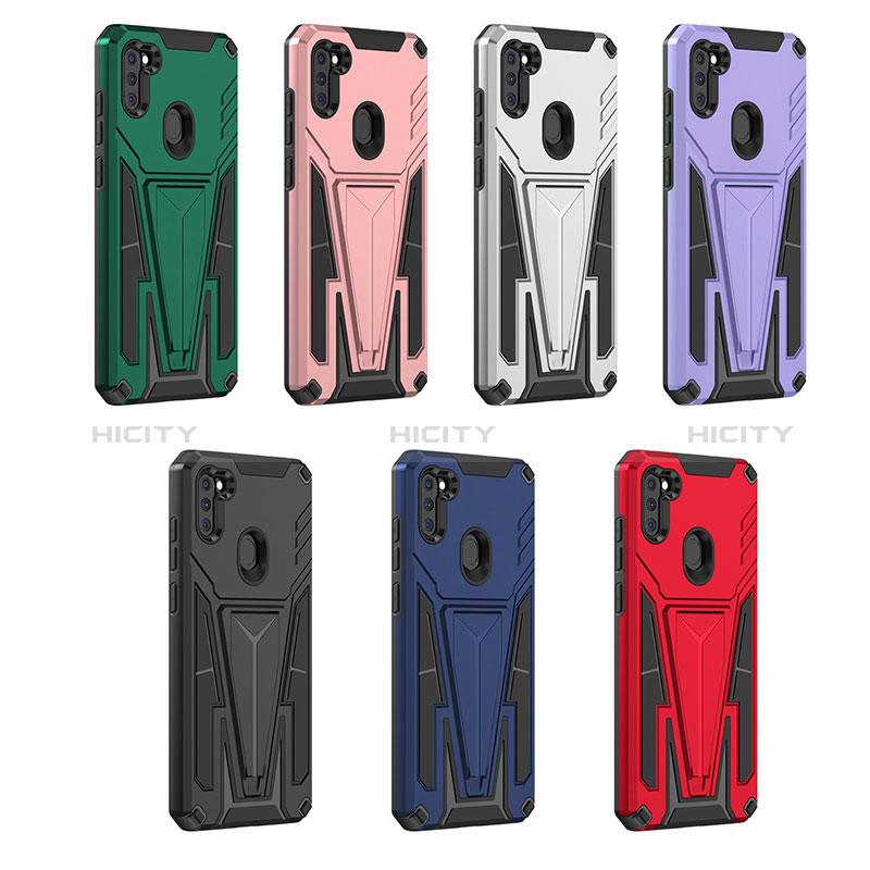 Funda Bumper Silicona y Plastico Mate Carcasa con Soporte MQ1 para Samsung Galaxy A11