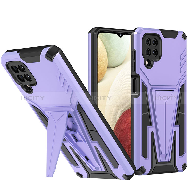 Funda Bumper Silicona y Plastico Mate Carcasa con Soporte MQ1 para Samsung Galaxy A12 Nacho