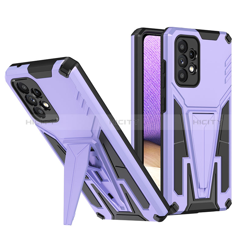 Funda Bumper Silicona y Plastico Mate Carcasa con Soporte MQ1 para Samsung Galaxy A52s 5G Morado