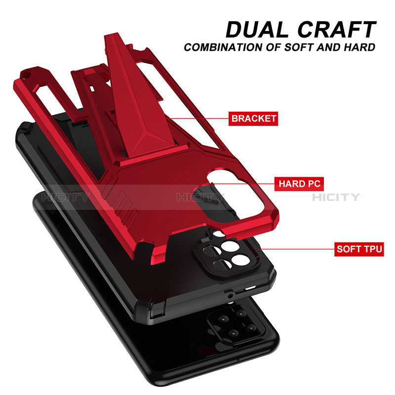 Funda Bumper Silicona y Plastico Mate Carcasa con Soporte MQ1 para Samsung Galaxy F12