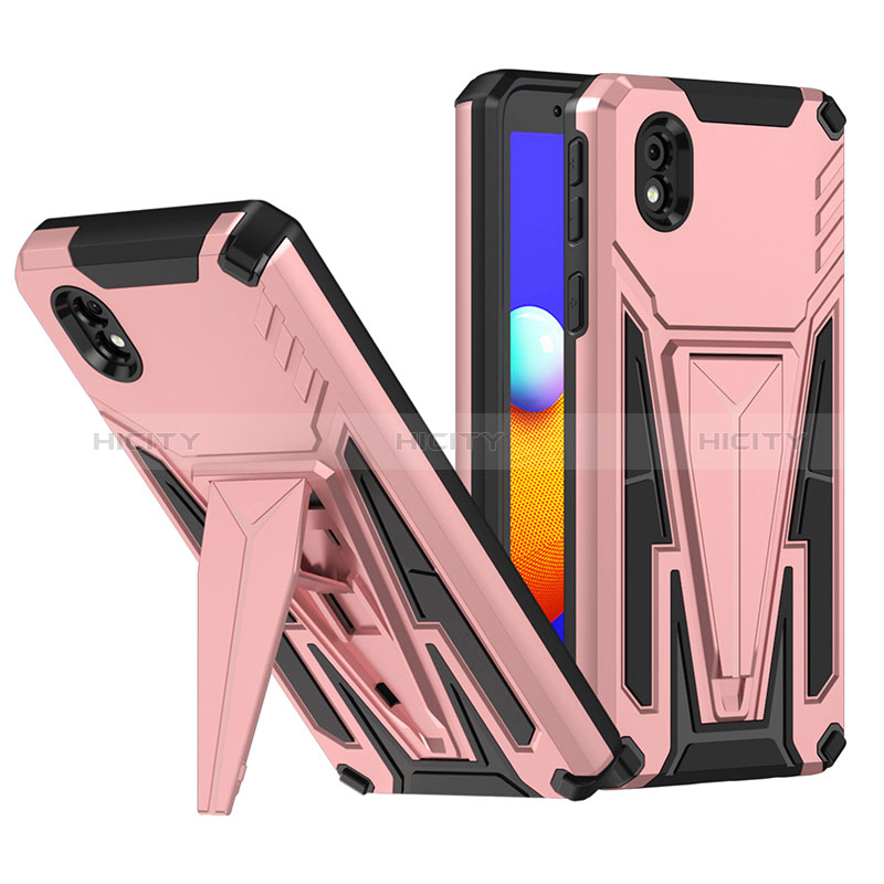 Funda Bumper Silicona y Plastico Mate Carcasa con Soporte MQ1 para Samsung Galaxy M01 Core