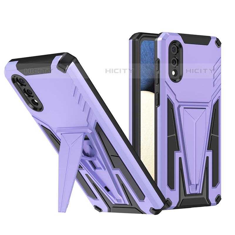 Funda Bumper Silicona y Plastico Mate Carcasa con Soporte MQ1 para Samsung Galaxy M02