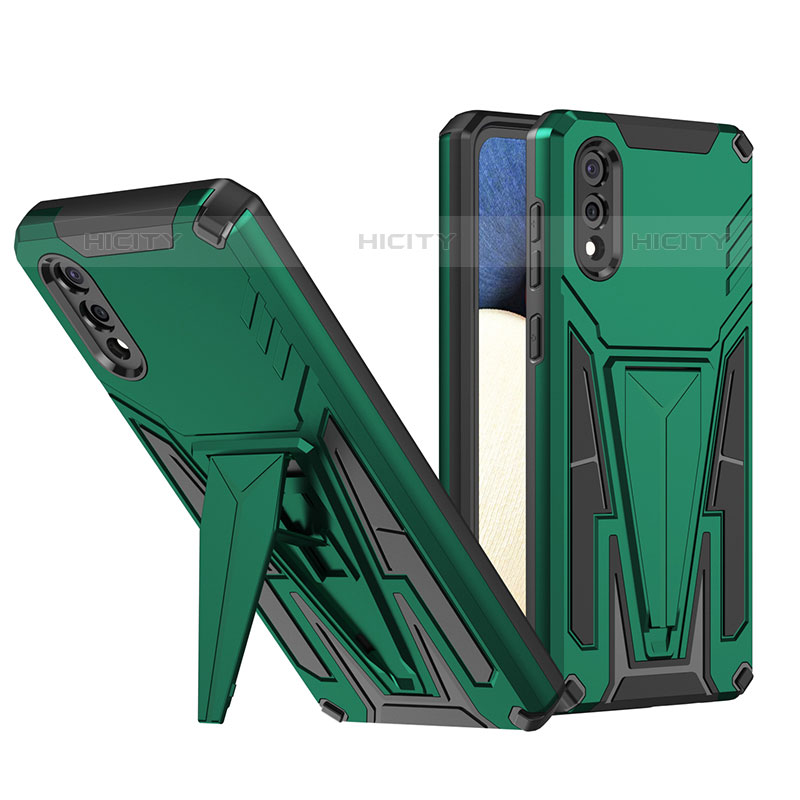 Funda Bumper Silicona y Plastico Mate Carcasa con Soporte MQ1 para Samsung Galaxy M02