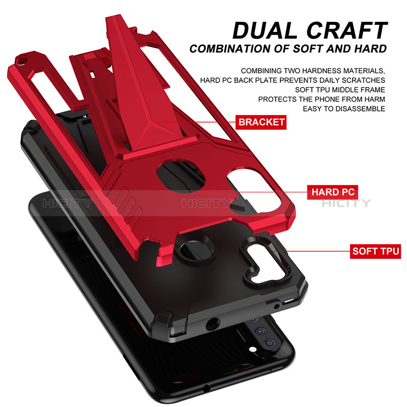 Funda Bumper Silicona y Plastico Mate Carcasa con Soporte MQ1 para Samsung Galaxy M11