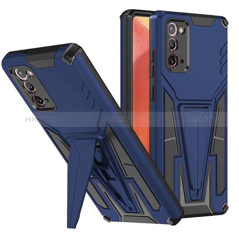 Funda Bumper Silicona y Plastico Mate Carcasa con Soporte MQ1 para Samsung Galaxy Note 20 5G Azul