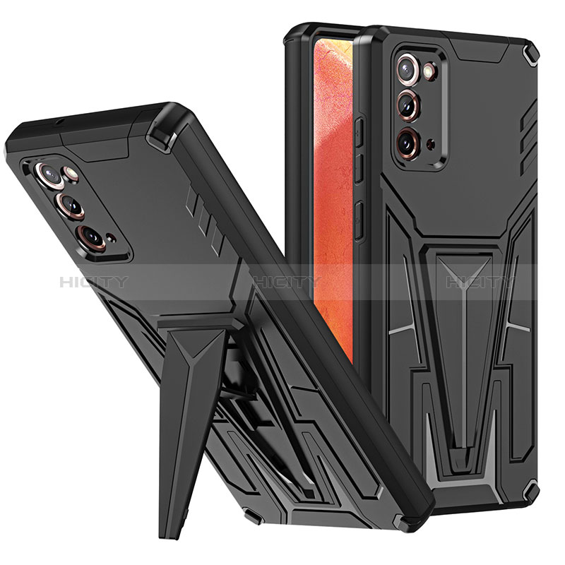 Funda Bumper Silicona y Plastico Mate Carcasa con Soporte MQ1 para Samsung Galaxy Note 20 5G Negro