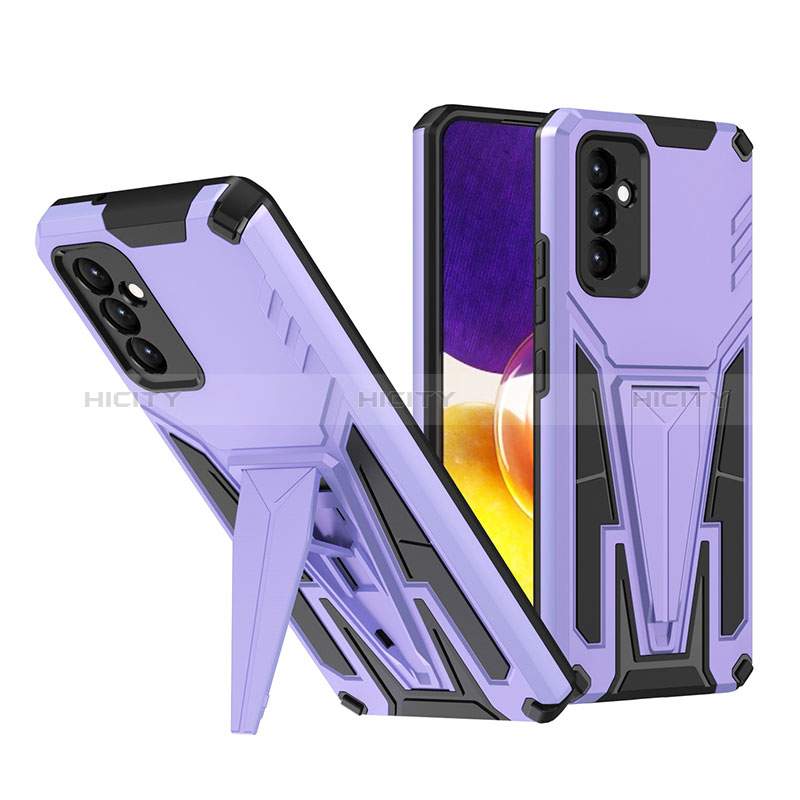 Funda Bumper Silicona y Plastico Mate Carcasa con Soporte MQ1 para Samsung Galaxy Quantum2 5G Morado