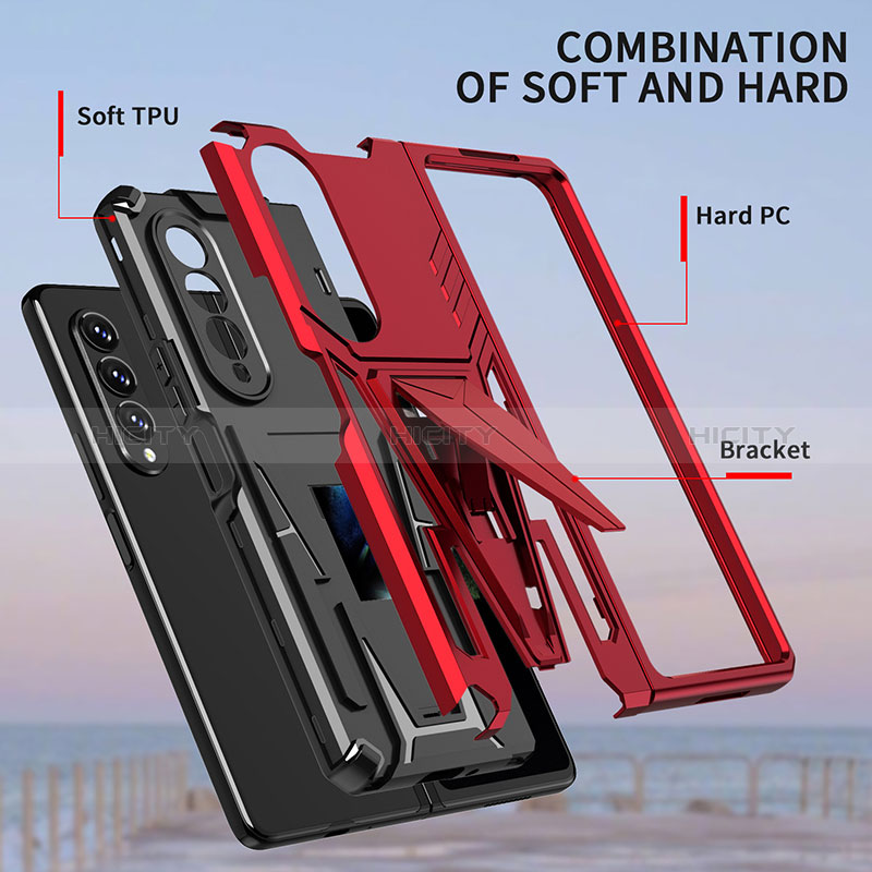 Funda Bumper Silicona y Plastico Mate Carcasa con Soporte MQ1 para Samsung Galaxy Z Fold3 5G