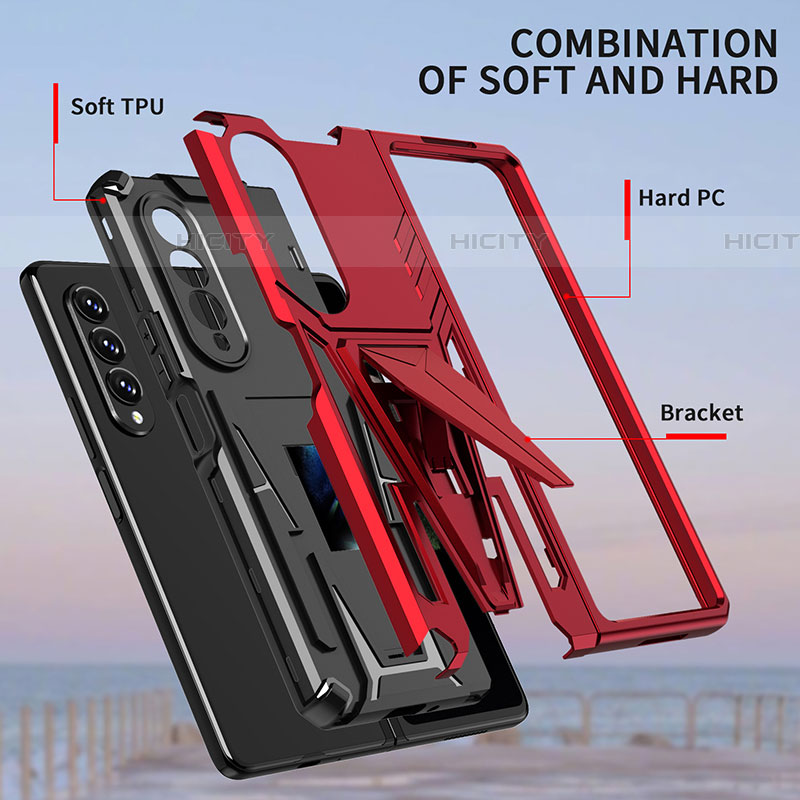 Funda Bumper Silicona y Plastico Mate Carcasa con Soporte MQ1 para Samsung Galaxy Z Fold4 5G